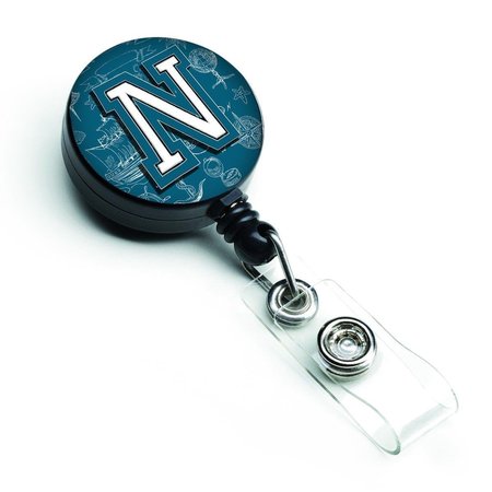 CAROLINES TREASURES Letter N Sea Doodles Initial Alphabet Retractable Badge Reel CJ2014-NBR